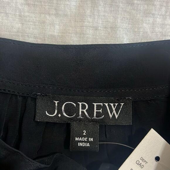 J. Crew Tie-neck blouse‎ in crepe de chine black satin size 2 - Picture 5 of 7